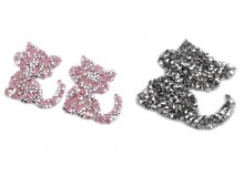 Aufbügler - Strass Katze rosa oder anthrazit